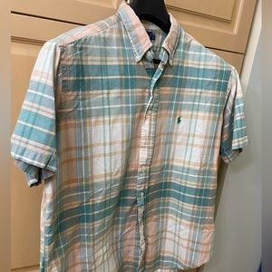 Polo Ralph Lauren XL short sleeve button down dress shirt preppy casual vintage